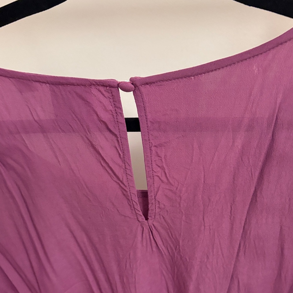Soho Plum Ruffle-Sleeve Drawstring Hem Blouse - Picture 5 of 6